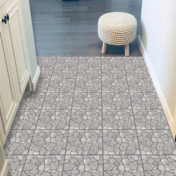 10 Peças Adesivos de Azulejo Cerâmico Autoadesivo Fosco de PVC, Papel de Parede com Estampa de Pedra Cinza, Adesivo de Parede e Piso para Decoração de Casa, Cozinha, Sala de Estar, Banheiro, Quarto, Acessórios de Cozinha, Itens de Cozinha, Decoração de Cozinha, Azulejos de Piso, Piso
