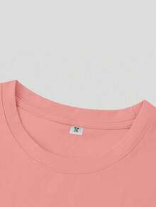 男士鹰印花休闲日常短袖T恤和裤子套装 - 淺粉色 - 查看 5