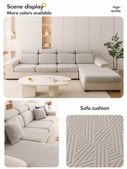 1 pieza Funda de sofá elástica jacquard resistente a las manchas - Suave, transpirable, antideslizante, protector de muebles impermeable - Funda de sofá de moda adecuada para dormitorio, oficina, sala de estar - Fácil de limpiar, duradera, decoración del hogar con estilo, se ajusta a sofás de 1/2/3/4 plazas
