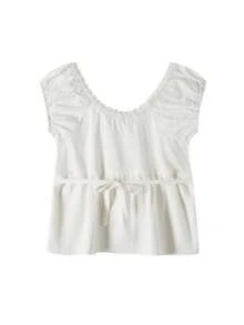 Sweet Heart Idol 全新夏季荷叶边蕾丝花边吊带背心衬衫 - 白色 - 查看 10