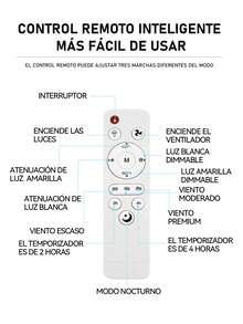 Ventilador LED todo en uno Tres tipos de luces Tres velocidades de viento con función de memoria Base E27 Modelo de control remoto Adecuado para habitación, sala de estar, sala de estudio, habitación de automóvil - Blanco - Ver 12