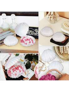 1/2/4 صندوق هدايا من الصدف البلاستيكي، صندوق حلوى من الصدف، صندوق مجوهرات صغير متعدد الاستخدامات، صندوق حلوى وصندوق خاتم، حامل عرض المجوهرات، مناسب للزفاف وحفلات الحمام والأعياد وحفلات الأطفاد والحفلات ذات الموضوع الهاواي (متوفر ب- 4 ألوان: وردي، أبيض، أزرق، ذهبي) - متعدد الألوان - مشاهدة 8