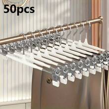50 pezzi Grucce per pantaloni in acciaio inossidabile con fermagli regolabili, inodore e facili da usare, rastrelliera in metallo per asciugatura, gruccia per pantaloni rivestita in plastica, portapantaloni invisibile per uso domestico con fermaglio per biancheria intima, gruccia per pantaloni, abiti, sciarpe e gancio antiscivolo resistente, adatto per bagno, camera da letto, armadio, dormitorio