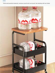 可移动双层咖啡桌，现代简约小推车架，适用于家庭、厨房、卧室储物架