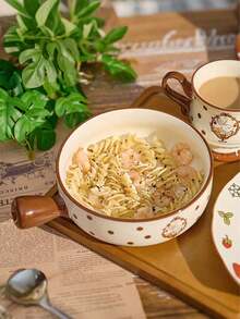 1 套新款 Hera Rabbit 陶瓷餐具套装，优雅情侣碗盘，实用燕麦碗、沙拉碗、蔬菜盘、餐盘，适合家庭厨房、派对使用，非常适合情人节 - 彩色 - 查看 8