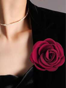 1pc Versatile Fashion New Multilayer 9cm Big Flower Fabric Brooch For Women, Suitable For Clothing, Scarf, Hat Decoration, Daily Wear & Party - Camellia Flower Brooch - View 7