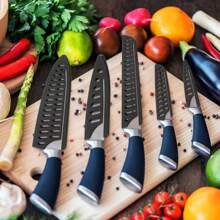 8/1 套装 3-8 英寸厨刀刀片保护套、黑色塑料刀套、刀刃保护装置、厨房配件，防止刀具散落和意外受伤，不含刀具