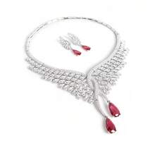 3 件银色优雅翼形锆石镶嵌耳环 + 项链首饰套装，时尚新娘/婚礼/派对配饰，礼物（多种颜色可选） - 首飾套裝 - 查看 9