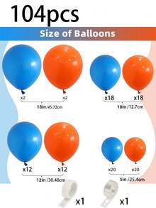 104pcs Royal Blue And Yellow Balloon Flower Ring Set, Different Sizes 18/12/105 Inches Balloons, Suitable For Birthday Wedding Anniversary Bachelor Party Graduation Ceremony Theme Party Decoration