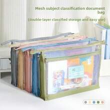 ​Waterproof A4 Mesh File Organizer Bag - Zippered Document Pouch With Label Pocket For Office, School, Travel​ - màu xanh lá - Xem 1