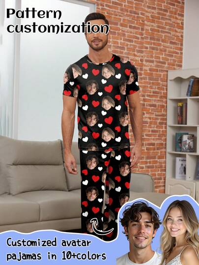 Printstory Personalized Customized Men/Women Portrait, Kid, Pet, Cartoon, Holiday Themed Interesting Pajama Set, Holiday Gift,Dawg,Colorful,Cute,Adorable,Contracted,Funny,Custom,Unique,Customized,Personalized,Ideal Gifts For Him,Ideal Gifts For Her,Boyfriend,Girlfriend,Family,Friends,Her,Underwear & Sleepwear,Christmas Home Atmosphere,Anniversary Gift, Valentine Gift, Birthday Gift, Wedding Gift,New Year's Eve Outfit