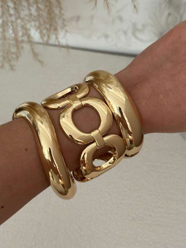 1pc Asymmetric Zinc Alloy Cuff Bracelet For Women, Asymmetrical Design, Chic & Elevated, Suitable For Parties, Daily Wear, And Gifts