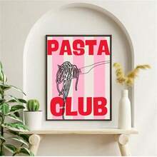 1pc Pink Wall Arts - Pasta Club Pink Posters - Printable Pink Room Decor - Printable Quote - College Dorm Decor Posters Canvas Painting Art Room Home Decoration Unframed - Multicolor - View 7