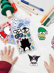 Sanrio 8/16 Blätter gemischte Kuromi Hello Kitty Kinder-Puzzle, Kitty Katze Anime Aufkleber zum Gesicht Basteln, Cartoon Spiel Dekoration, Puzzle Bausatz Jungen Spielzeug