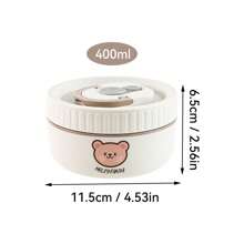 1 pezzo Scatola termica per il pranzo in acciaio inossidabile 304 da 400/600 ml con motivo orsetto carino, coperchio e manico, portatile e a tenuta stagna, adatta per microonde e riscaldamento ad acqua calda, contenitore per insalata di frutta, contenitore per il pranzo isolato riutilizzabile, adatto per studenti e adulti a scuola, in ufficio, all'aperto, per campeggio, picnic e viaggi