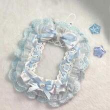 1个可爱蕾丝照片卡夹，小型卡片装饰卡砖卡夹，粉色/蓝色带挂链，可挂在背包上，手工DIY成品，2D卡通动漫游戏角色周边ACG卡夹，明星偶像粉丝周边MAG宅男宅女周边，适用于3英寸照片展示 - 藍色 - 查看 6