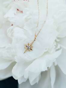 1 pezzo Collana con pendente a forma di stella del nord in zirconia, in argento sterling 925, elegante e versatile, gioiello di moda regalo adatto per uso quotidiano e occasioni.