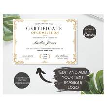 1pc Graduation Certificate Template, Printable Course Completion Certificate, Editable Beauty Award Certificate Template - Certificate Of Completion 2 - View 5