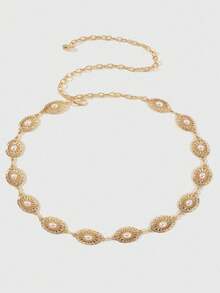 1 件女式波西米亚椭圆花卉印花连衣裙，带腰链，适合派对、聚会、日常穿着和腰部收紧秋季、秋季、万圣节 - 鏤空 - 查看 6