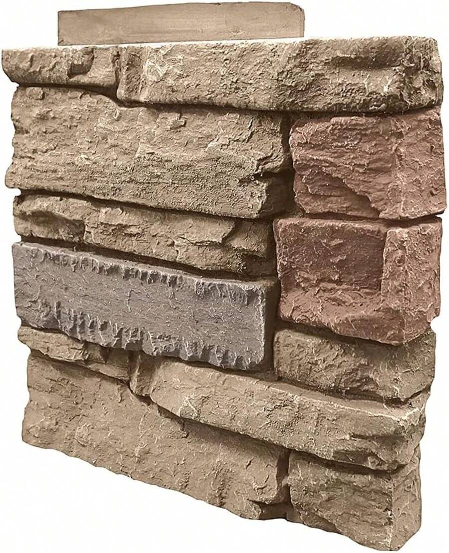 GenStone Faux Stacked Stone Right Corner Panel 12.5" X 11.25" In Desert