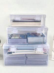 1pc Rectangular Clear Plastic Storage Box For Parts, Jewelry, Fishing Hooks, Electronic Components, Double-Lid Desktop Display