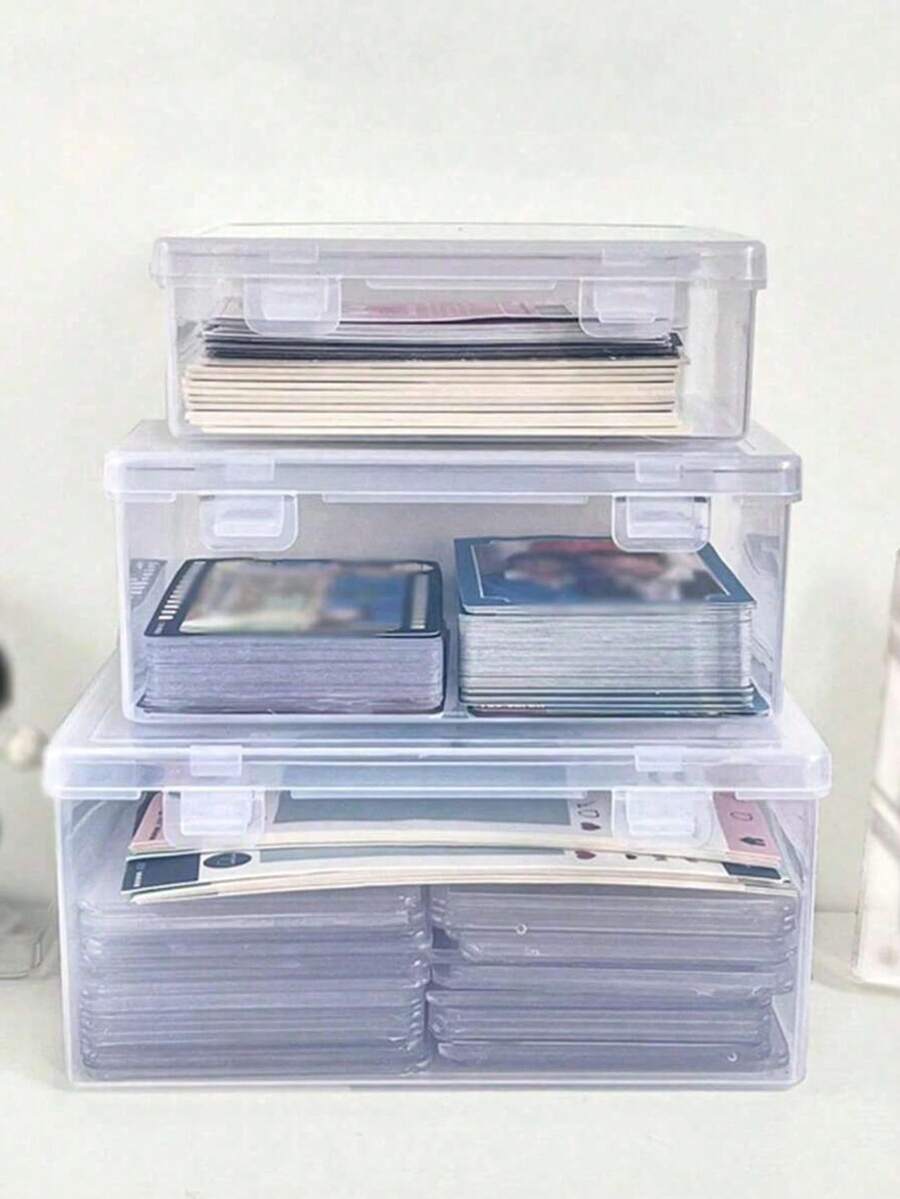 1pc Rectangular Clear Plastic Storage Box For Parts, Jewelry, Fishing Hooks, Electronic Components, Double-Lid Desktop Display