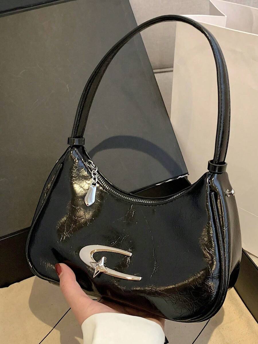 Bolso de mano casual y versátil de un solo hombro, unicolor, para uso diario