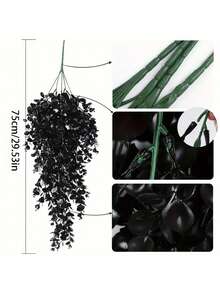 1/2/4pcs Black Eucalyptus Faux Hanging Flowers - Durable UV Resistant Artificial Greenery Vines For Indoor/Outdoor Decor, Halloween & Fall Wall Accents With Realistic Petals And Stems, Perfect For Thanksgiving And Halloween, Halloween Decor - Multicolor - View 10