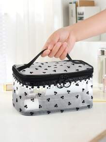 1pc Cherry Print Lace Cosmetic Bag, Minimalist & Elegant Large Capacity Portable Makeup Organizer, Practical Women Travel & Home Essentialtravel Essentials For Vacation Summer Holiday Back To School School Stuff Bag For School Travel Bag For Women Makeup Bag For Travel