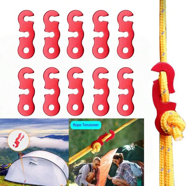 10 Stücke Guyline Spanner, Aluminium-Legierung Seil-Kordel-Einsteller Zeltleine Spanner, Schnur Spanner für Outdoor Zelt Camping Wandern Zubehör, Seil Spanner Aluminium-Legierung Camping Zelt Guyline Kordel Einsteller Camping Ausrüstung für Camping, Wandern, Trekking Ultraleicht Zelt Leinen