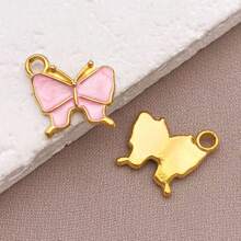 2pcs Fashion Enamel Stainless Steel Butterfly Charm High Quality Gold-Plated Love Butterfly Spacer Beads Pendant For DIY Bracelet Necklace Jewelry Making Craft Accessories