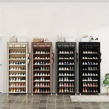 Shoe Rack With Covers, Tall Shoe Shelf With Big Capacity,10-Tier Shoe Cabinet,Shelf,Closet With Nonwoven Fabric Cover For 30 Pairs Of Shoes,Grey