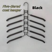 Heavy-Duty Space Saving Metal Hanger With Non-Slip Foam Pad - Multi-Tier Design Suitable For Coats, Sweaters, Suits And T-Shirts - Perfect For Organizing Wardrobe, Garment Hangers
