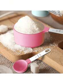 4/8pcs/Set Stainless Steel Handled Multi-Functional Plastic Measuring Spoons, Measuring Cups, Scaled Measuring Spoons Set, Cooking And Baking Tool, Essential Kitchen Gadgets For Home And School - Multicolor - View 3