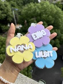 Daisy Custom Bag Charm, Backpack Tags, Girls Keychain, Tag, Acrylic Keychain, Groovy Letter Charm, Backpack Name Tag, Glitter Daisy Back To School Gifts