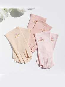 1 Pair Manicure Gloves, UV Protection, Finger Exposed Design, Suitable For Nail Art, Pink - Pink - View 2