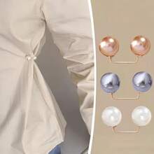 3 件可调节防滑珍珠发夹 - 适用于腰部、衣领、围巾装饰，时尚配饰，配有香槟色、灰色、白色仿珍珠纽扣 - 适用于连衣裙、衬衫和服装装饰学校 - 3件 - 查看 3