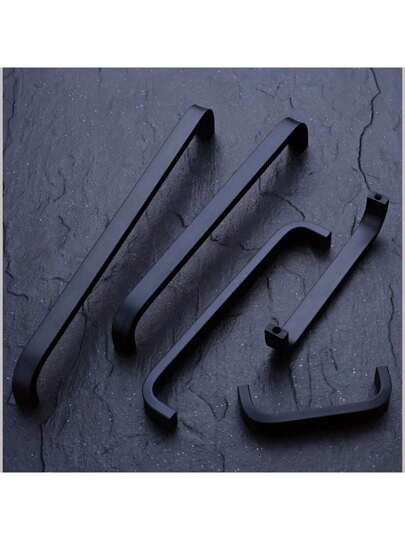 Black Aluminum Alloy Handle, Fashionable Kitchen Cabinet Knob And Drawer Pull (Set: Handles + Screws)