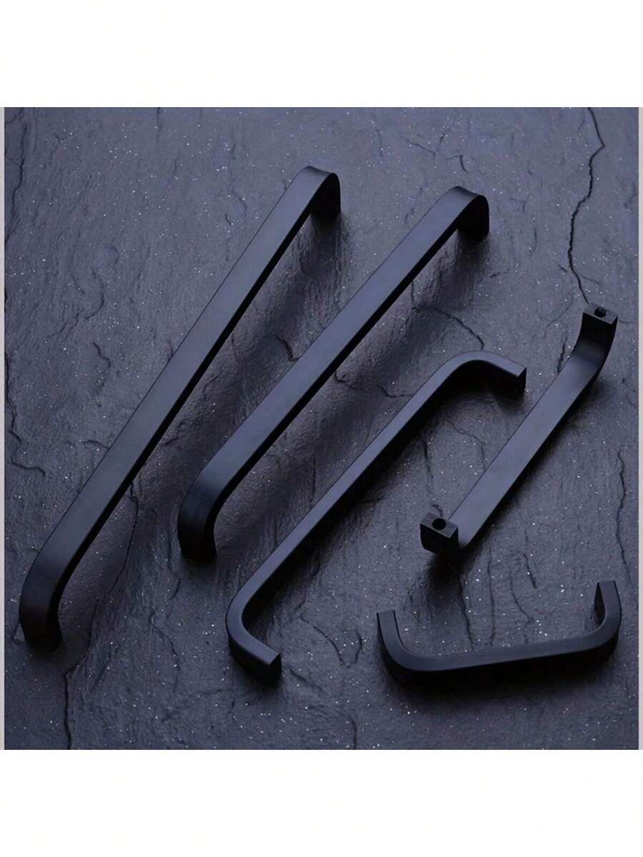 Black Aluminum Alloy Handle, Fashionable Kitchen Cabinet Knob And Drawer Pull (Set: Handles + Screws)