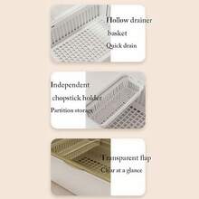 1 pieza Escurreplatos de cocina multicolor con tapa transparente, contenedor de almacenamiento de gran capacidad, escurridor de platos para el hogar