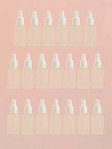 3/5/10/20pcs/Set Square Matte Empty Refillable Glass Dropper Bottles 5ml/8ml/10ml/15ml/20ml For Essential Oil, Serum, Perfume, Travel And DIY Use, White And Silver Cap