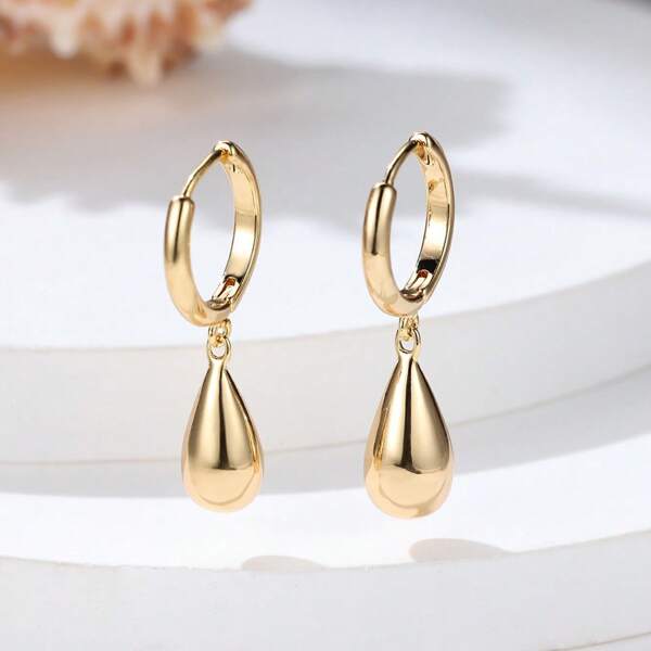 1 Pair Minimalist Geometric Water Drop Pendant Earrings For Women, Fashionable Jewelry Suitable For Daily, Casual, Dating, Party Gifts