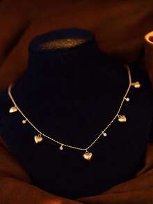 1 件 S925 纯银原创泡泡心形方晶锆石吊坠项链，优雅女士日常佩戴，节日派对礼物珠宝 - 泡泡愛心女士項鍊 - 查看 1