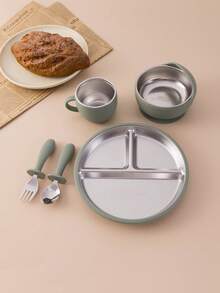 5PCS Personalized Customization Name Children Suction Base Plate Suction Base Bowl Cup Spoon Fork Sets Stainless Steel Silicone Tableware For Children First Stage Utensils Training Self Feeding Cutlery Print On Demand Children Essentials,Multi-Functional,Ornamental,Letter,Stylish,Modern,Colorful,Cute,Adorable,Casual,Custom,Personalised,Unique,Customized,Ideal Gifts For Him,Ideal Gifts For Her,Customized Kids Tableware,Christmas Gift Supplies ,Travel Organizer - Multicolor - View 17