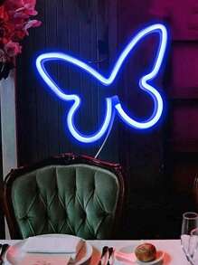 1 Stück Heim-Dekor LED Schmetterling Neon Licht, USB/Batterie Dual Stromversorgung mit 2 Haken, geeignet für Schlafzimmer Wanddekoration, Wohnzimmer Dekoration, Hintergrundwände Dekoration, Geburtstagsfeiern Dekoration, Abschlussfeiern Dekoration, Wachstums-Jahrestage Dekoration Schmetterling Neon Leuchtschild