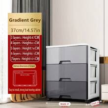 多层抽屉式收纳柜免组装床头五屉储物柜塑料加厚收纳箱可移动 - 彩色 - 查看 21