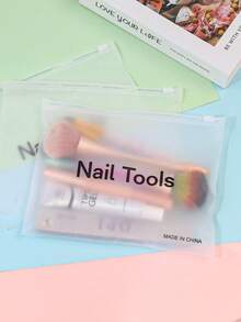 5件装便携式塑料拉链袋美甲工具美甲配件化妆包空透明收纳包 - 無色 - 查看 11