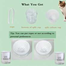 1 Stück automatischer selbstbewässernder bodenloser Katzengras-Pflanzer mit "Guten Morgen" Aufkleber, Selbstbewässerungstopf für Zimmerpflanzen, & leicht zu reinigende Wachstumsverfolgung, haustierfreundliche Heimdekoration - Weiß