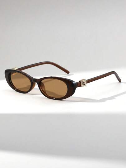 1pc Women's Cat Eye Small Frame Personalized Glasses Vintage Decorated Temple Fashion Versatile Street Snap Stylish High-End