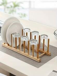 1個 木製 食器ラック 食器乾燥ラック 食器棚 キッチン収納ラック 食器干しラック ダイニング、キッチン、リビング、デスクトップオーガナイザー、キッチン用品、食器収納ラックに適しています - カーキ - チェックする 8